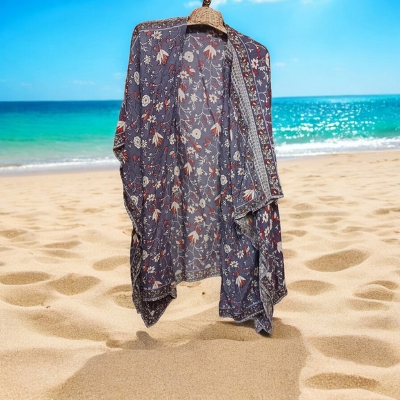 Japna Floral Beachy Swimsuit Coverup Ladies One Size Viscose Oversized Modest - Picture 1 of 5
